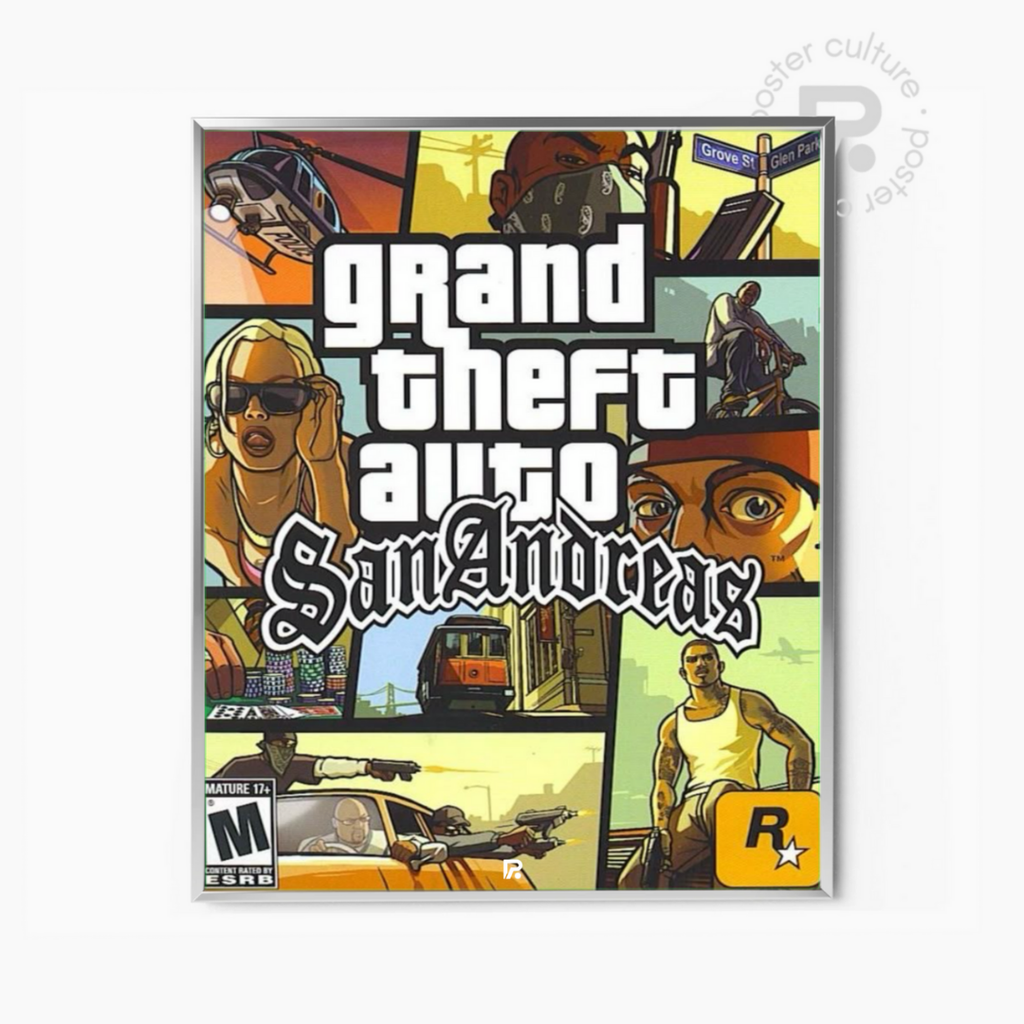 Grand Theft Auto: San Andreas – Póster icónico del videojuego clásico ambientado en Los Santos