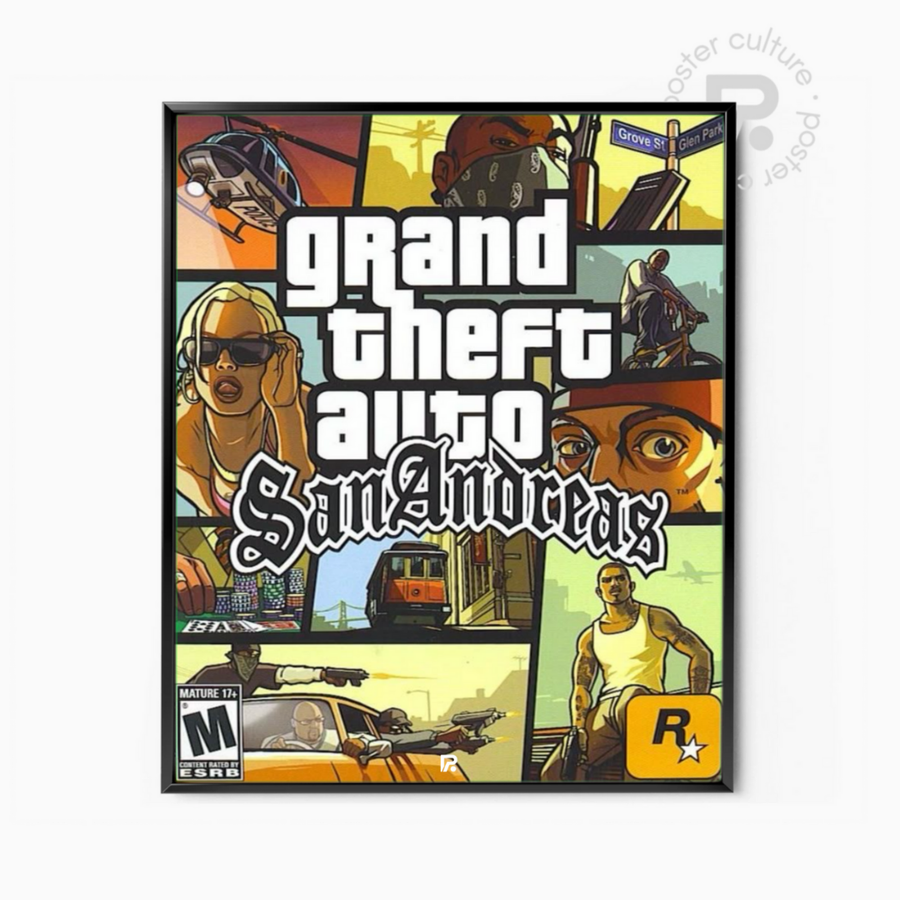 Grand Theft Auto: San Andreas – Póster icónico del videojuego clásico ambientado en Los Santos