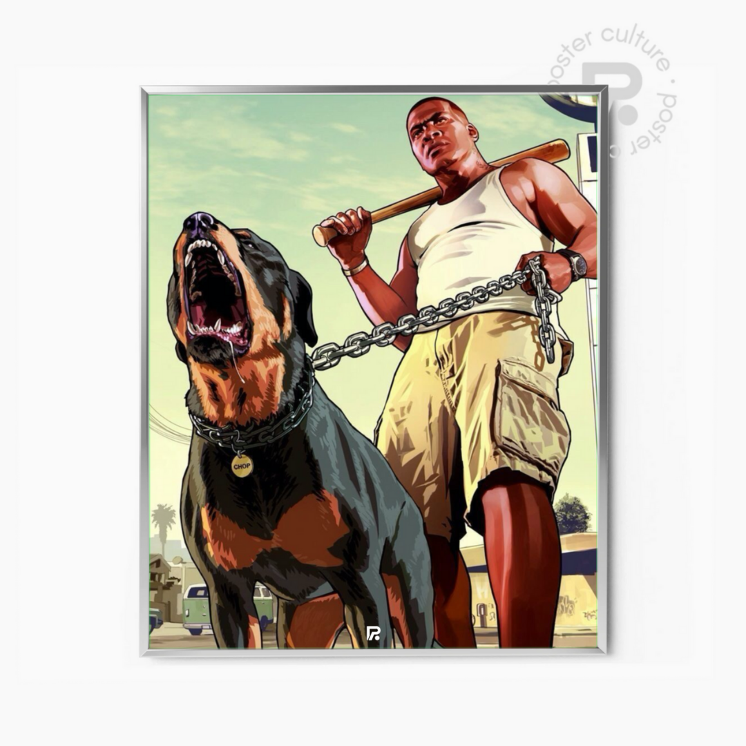 Grand Theft Auto V – Póster icónico de Franklin y Chop en Los Santos