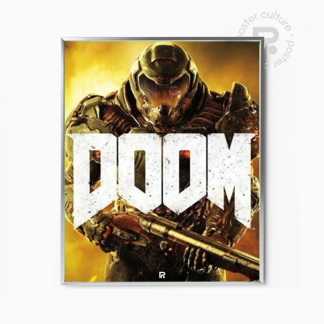 DOOM – Póster brutal del Doom Slayer en combate infernal