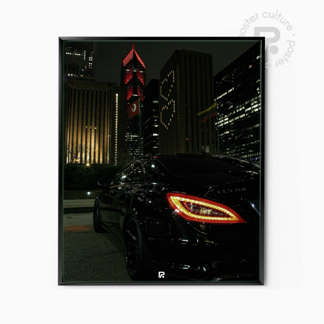Mercedes CLS - Black Luxury in the City Lights
